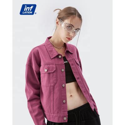 China Wholesale Pink Reversible Women Outwear Jacket Loose Fit Streetwear Jeans Blank Jacket for sale