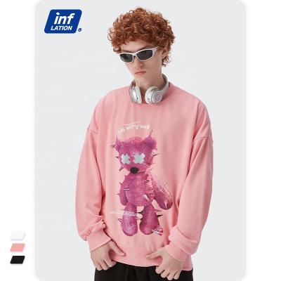 China Best Selling Item 350G Terry Anti-wrinkle O-neck Reflective Bear Sweatshirt Printing Soft Long Sleeve Hoodies for sale