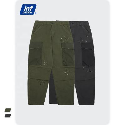 China Wholesale OEM Breathable Street Splatter Ink Pants Loose Pocket Casual Machining Men's Straight Trousers for sale