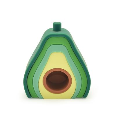 China YXT-BT- 09 Diy Chewable Creative Avocado Silicone Educational Baby Building Stacking Blocks Toys For Children for sale