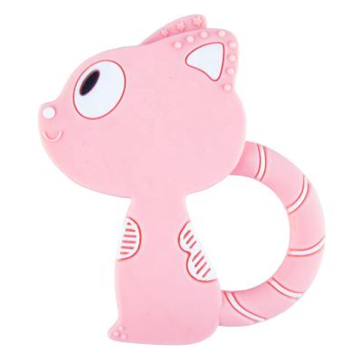 China YXT-BT-42 Latest Design BPA Free Food Grade Baby Teehing Toy Animal Cat Shape Baby Teether for sale