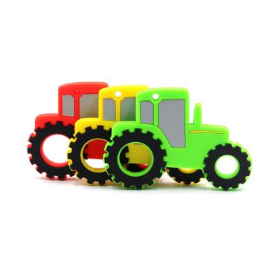 China Professional Design YXT-BT-55 Bpa Free Food Grade Tractor Shape Silicone Baby Teether Toy Chewable for sale