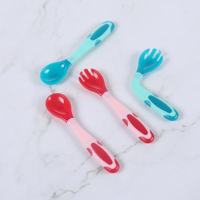 China OEM Viable Hot Sale BPA pp Material Safety Free Service Utensils YX-BS-20 Baby Tableware Fork Baby Bendable Spoon for sale