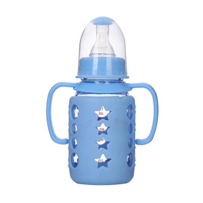 China Factory Wholesale YX-BB-09 BPA Free 120ml 240ml Glass Bottle Silicone Cover Silicone Cover Feeding Safe For Newborn Baby for sale