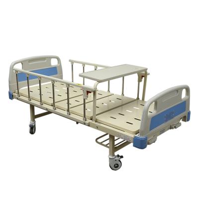 China Hosptial Folding Stainless Steel Two Function Guardrail Medical Clinic Metal Adjustable Manual Nursing Patient Hospital Bed YXA-02-02 for sale