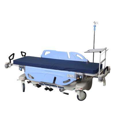 China Hosptial YXD-02 Manual Patient Transport Stretcher Central Control Emergency Hydraulic Transfer Patient Spital Stretcher Luxury Trolley for sale