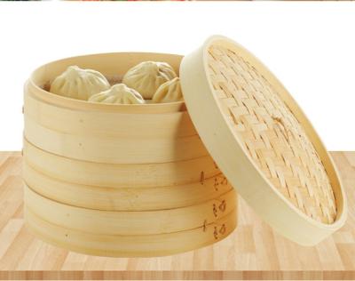 China Sustainable Natural Bamboo Steamer Basket 10 Inch Kitchen Steamer Bamboo Food Steamer for sale