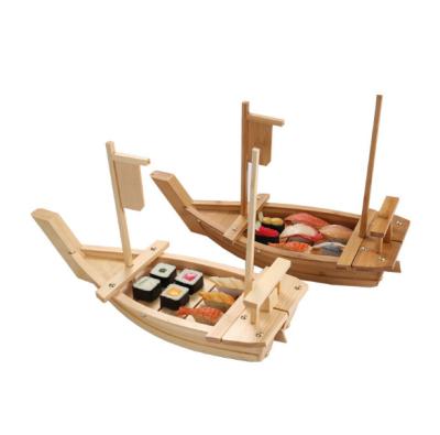 China Sustainable Sushi Boat Japanese Style Wooden Tray Serving Private Sushi Boat With Individual Package for sale