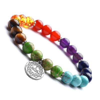 China Red Tiger Lotus Stone Bracelet Natural Beaded Amethyst Agate AiQi CLASSIC Colorful Yoga Bracelet for sale