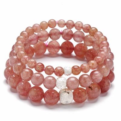 China AiQi S925 CLASSIC Silver Strawberry Strawberry Natural Gemstone Bracelets Women Jewelry Crystal Beads Bracelet Bangle For Women for sale