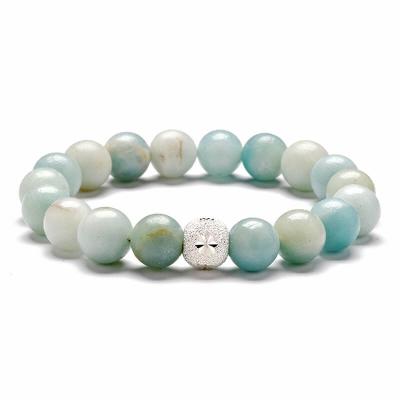 China AiQi S925 Charm CLASSIC Silver Light Amazon Stone Bracelet Crystal Beaded Bracelet for sale