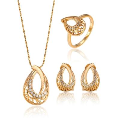 China Vintage AiQi China Wholesale Glamorous Fashion 18K Glass Gold Luxury Jewelry Set for sale