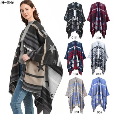 China Wholesale Winter Cashmere Poncho Double Side Soft Women Warm Cape Travel Fringe Ruanna Scotland Plaid Classic Shawl for sale