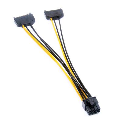 China Graphics card 2 SATA to gpu 6+2pin 20CM 18awg power cable for sale