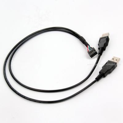 China COMPUTER 50CM 10Pin 9pin Female Header to 2Port Dual USB 2.0 Y Splitter Dupont Motherboard Female Cable for sale