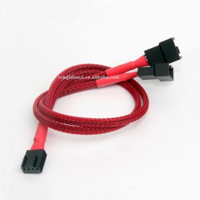 China Computer Fan 4 Pin Y Splitter Converter Computer PC Fan Power Extension Cable 1 to 2, Red Jacketed for sale