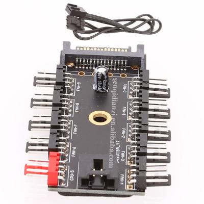 China For Computer Fans 10 Ports 4pin PWM PC Fan Hub Power Supply Spliter - SATA for sale