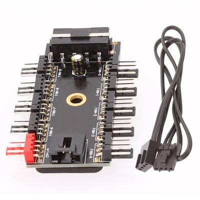 China For computer fan hub 3 pin 4pin temperature control speed controller 10 channel PWM chassis fan FAN HUB IDE power supply for sale