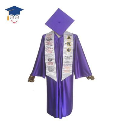 China School graduation dresses and hats shiny purple stoles for sale