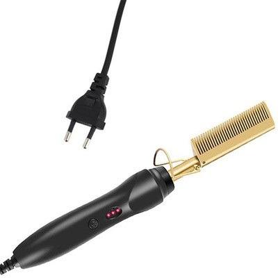 China Hot Selling Disposable LCD Display Electric Straight Comb Professional Hair Styling 3 in 1 Beard Styling Ceramic Hair Straightener Brush for sale