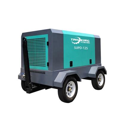 China Lubricated Industrial Diesel Rotary Screw Air Compressor Portable Compressors for sale