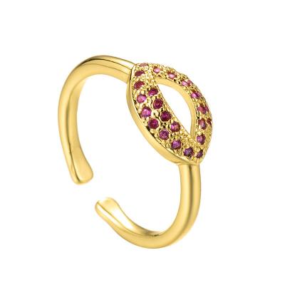 China New Girlfriend YJ21R39 Ethnic Zircon Lip Rings 18K Gold Open Copper Rings For Women for sale