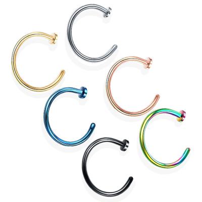 China Surgical Steel C Punk Open Circle Ring Lip Nose 316L Stud Body 6 Colors Piercing Jewelry for sale