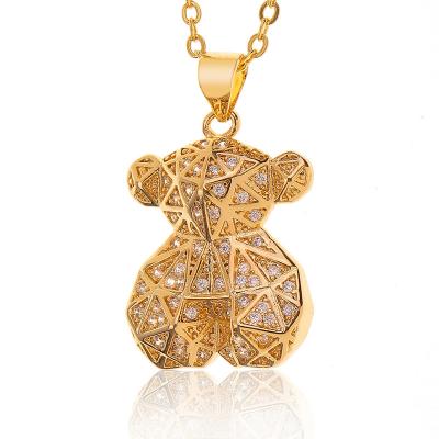 China 2022 Bear Shape Charm Trendy Cute Zircon Necklace Trendy Pendant Necklace Fashion Jewelry for sale