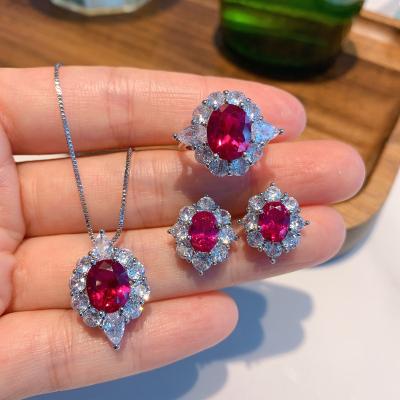 China Other INS 4 Pcs Diamond Necklace Earrings Rings Jewelry High Quality Zircon Jewelry Sets for sale