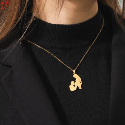 China TRENDY British Style Jewelry Stainless Steel Gold Family Mom and Dad Lucky Maternity Necklace for sale