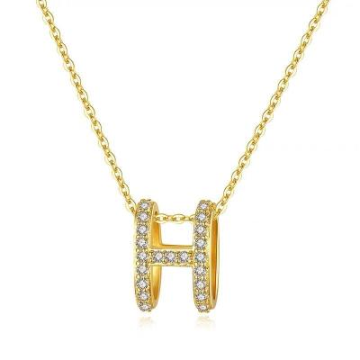 China TRENDY Letter-Clavicle Chain Fashion Necklace Diamond Titanium Steel H Shape Women Pendant Jewelry for sale