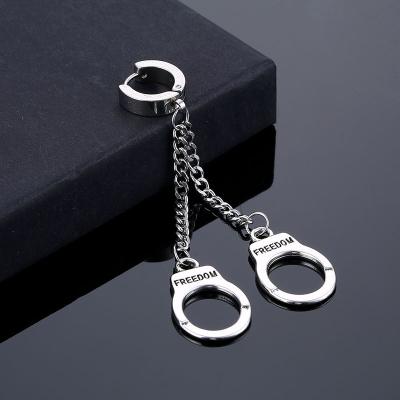 China Hiphop INS Stainless Steel Earrings Handcuff Earrings Titanium Steel Tassel Earring Punk Buckle for sale