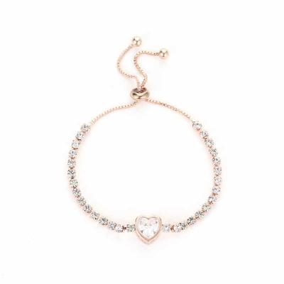 China Other fashion rose gold zircon bracelet with a heart bracelet set with diamond ladies bracelet for sale