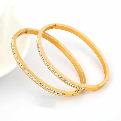 China Other Gold Plated Stainless Steel Bracelet With Diamond Bangle For Ladies for sale