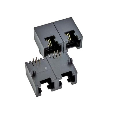 China PCB Connector 5302 2ports RJ11/RJ12 Tag Up Modular Jack Side Entry Connector Female for sale