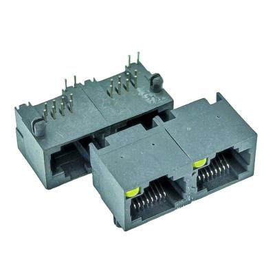 China Single Connector 56L 2ports Side Entry PCB Modular Jack RJ45 8P8C LED for sale