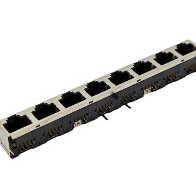 China PCB connector 56L 1x8ports without LED shielded RJ45 8P8C side entry modular jack for sale