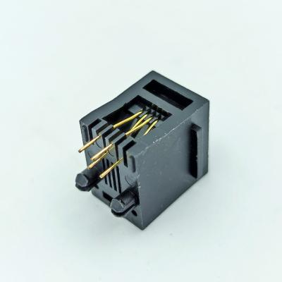 China 5201 Female PCB Connector 4P4C Jack Top PCB Entry RJ9 Modular Connector With Termination Panel for sale