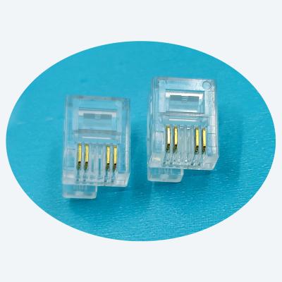 China RJ11 6P4C Cord Telephone Cable 1256Pin DEC Type Modular Plug Line Part / Right Tag Male Connector for sale