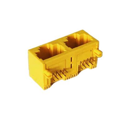 China Yellow PBT connector rj45 1*2 modular jack factory price unshield yellow for sale