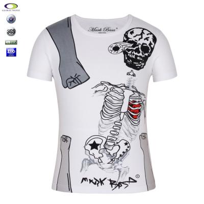 China Wholesale Basic Mens Cotton Lycra Skull Anti Shrink T Shirt With Animal Print for sale