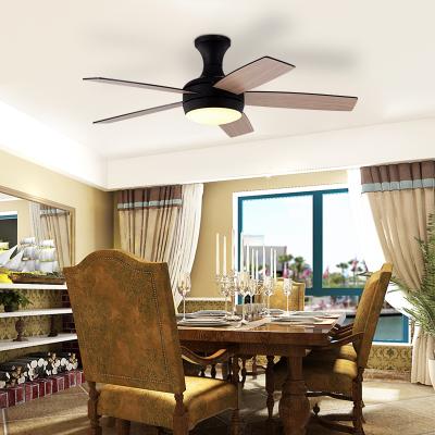 China Modern Living Room 42/48/52 Inch 5 Blades LED Wooden Light Fan Remote Control Mounted Ceiling With Light for sale