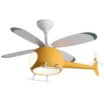 China Modern Children Lovely Modern Helicopter Kids Remote Control DC Motor Flat Ceiling Fan With Light for sale