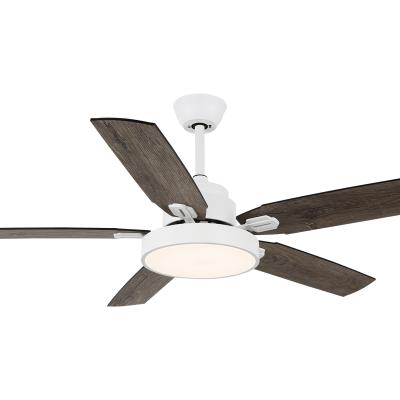 China Modern hot sale dc 42 48 52 inch 5 wood blades led lights remote control ceiling fan with light for sale