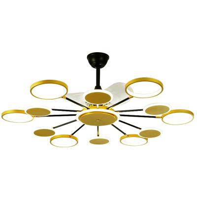 China Hot Sale Modern Luxury Indoor DC Motor Electric Remote Control Metal Fan Light Modern Fancy Led for sale