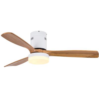 China 42/52 Inch Modern Indoor Ceiling Fan Modern Solid Wood Decorative Remote Control Luxury Wooden Led Ceiling Fans With Light for sale