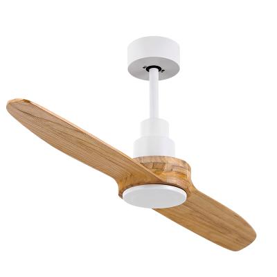 China Modern Decorative AC Motor 2 Solid Wood Blades 52 Inch Without Light Ceiling Fan With Remote Control for sale