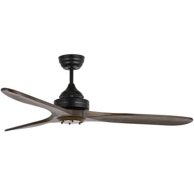 China Good Price Energy Saving 42 Inch 3 Blade Solid Wood Ceiling Fan With Remote Control Silent Function Decorative Fan for sale