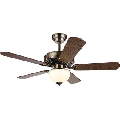 China Energy-saving decorative modern simple bronze color plywood ceiling fan 5 blades control led fan light ceiling for sale