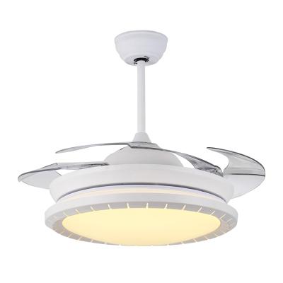 China 42 Inch Modern White Modern 16H Blades Retractable Remote Control Ceiling Fan With Modern LED Light for sale